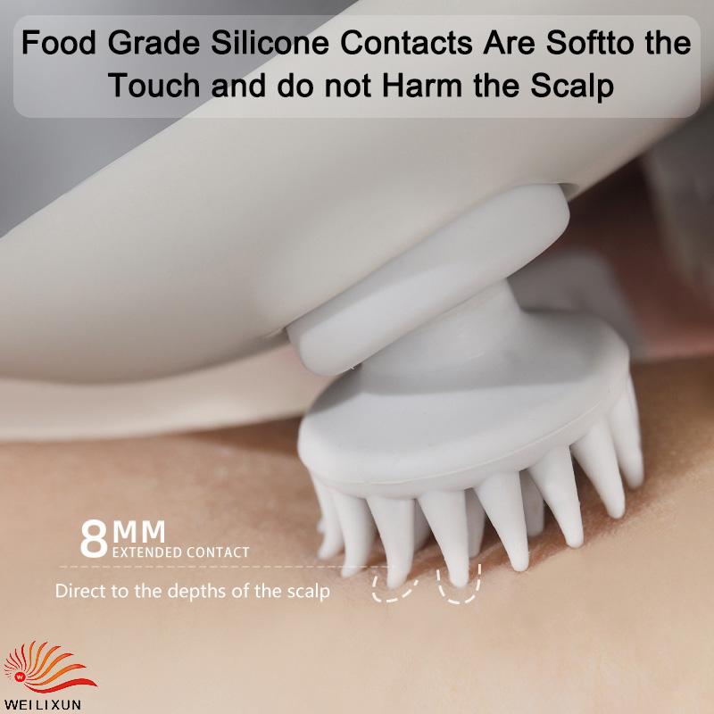 Malé Přenosné Masážní Přístroje na Pokožku Hlavy Horký Obklad Masáž Červeným Světlem Vodotěsné Uvolnění Stresu Masáž Hlavy Vibrační Hnětení