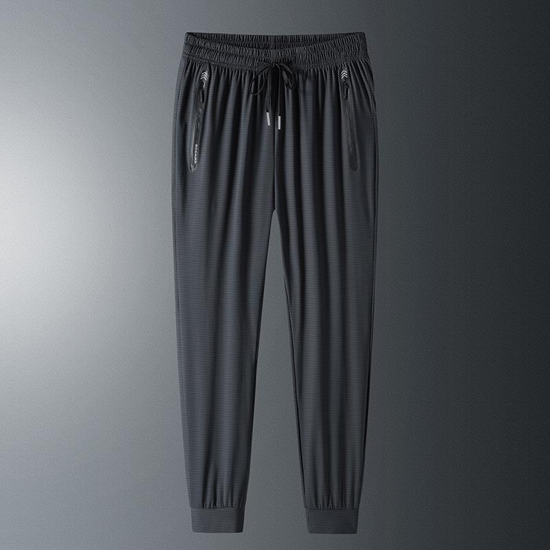 Summer new ice pants men's thin loose tied feet elastic trousers drape breathable casual men's sports pants