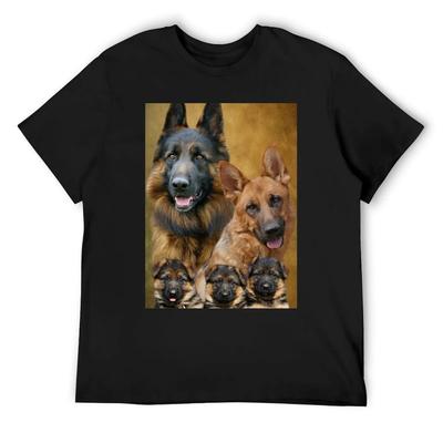 German Shepherd Family Collage T-Shirt Summer Top Luxury Designer Topping Clothes for Men