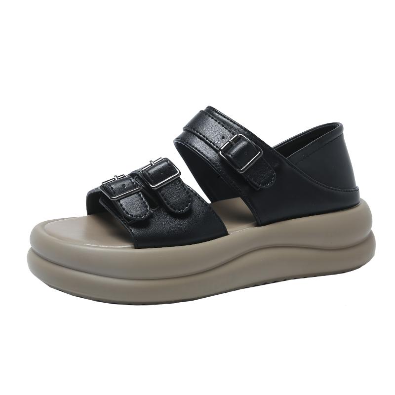 

Мода 2025 Лето Новая Мода Открытый Носок Дышащие Женские Тапочки Уличные Повседневные Пляжные На Низком Каблуке Сандалии Классические Тапочки 40 чёрный