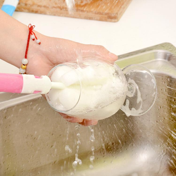 2 Pcs Sponge Baby Milk Feeding Bottle Brush Nipple Cleaning Cup Scrubber Washing Brushes Kitchen Cleaner Kitchen Tools