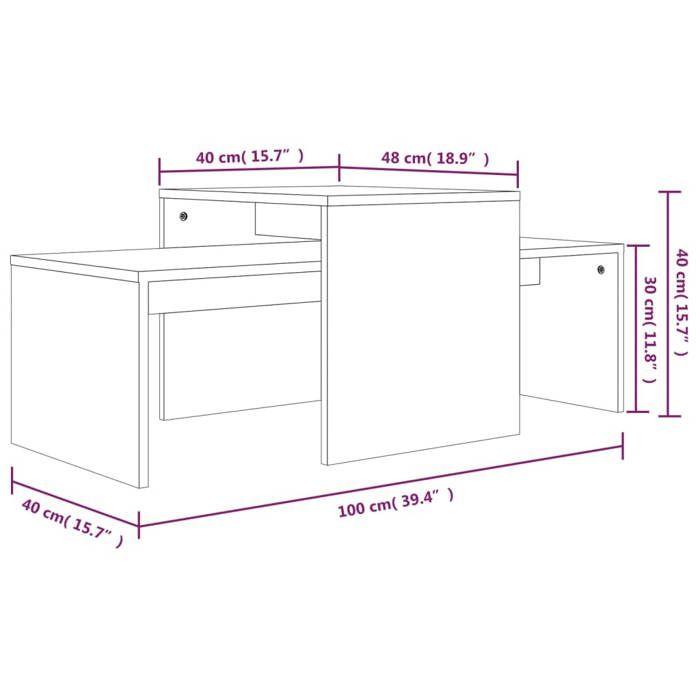VidaXL Ensemble table basse Chêne brun 100x48x40 cm Bois d'ingénierie 815548