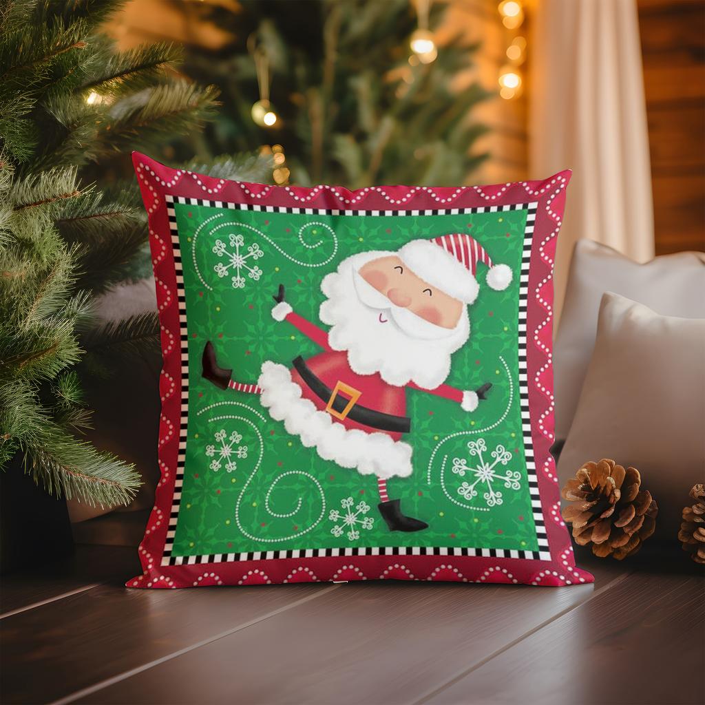 Home Decor Jolly Santa Dancing: Festive Christmas Pillow Cover Pattern Cushion Cover Suitable For Sofa Bedroom Car Pillow Cover