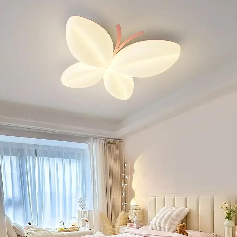 Nordic Warm Children's Room Ceiling Lights Romantic Butterfly Light LED Creative Princess Room Little Girl Bedroom Ceiling Lamps