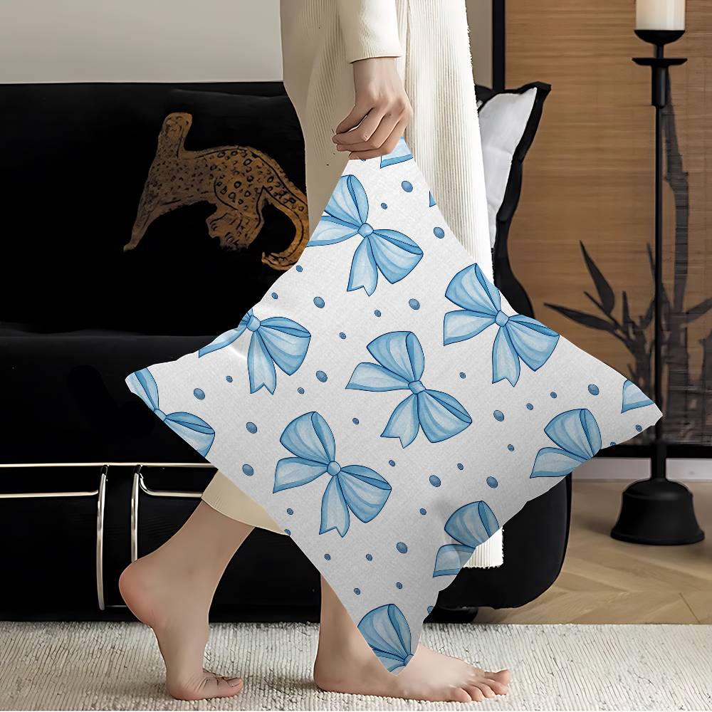 Simple INS Blue Bow Stitch Lucky Dragon Pillow Cover Sofa Cushion Cover Home Room Decoration Children Gift