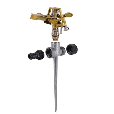 Garden Sprinklers 360 Degree Adjustable Rotate Sprinkler Lawn Irrigation Metal Spiked Impulse Quick-Release 1/2" Hose Connector