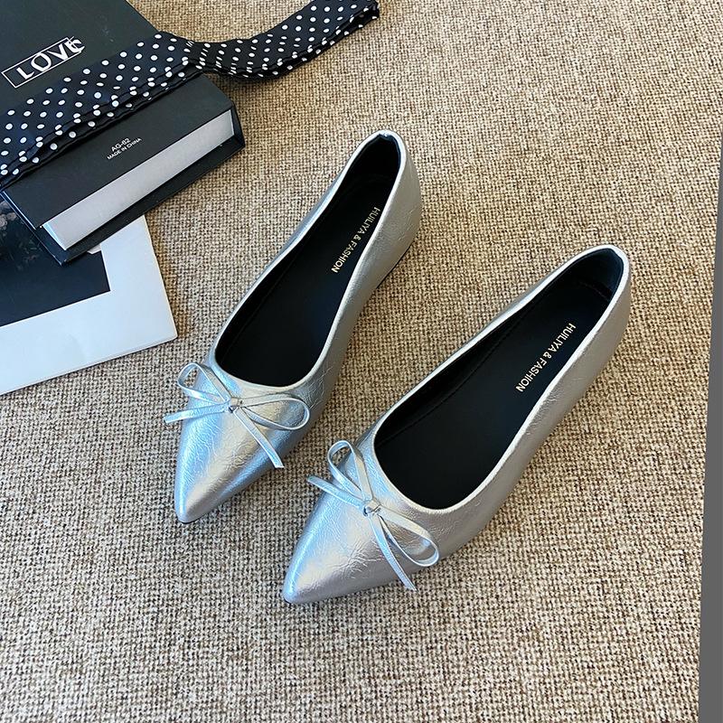 W629-3 French fairy style pointed Mary Jane women's shoes 2025 spring and autumn new models with skirt bow single shoes women