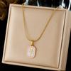 Gold Plated Stainless Steel Coconut Tree Enamel Pendant Necklace for Women