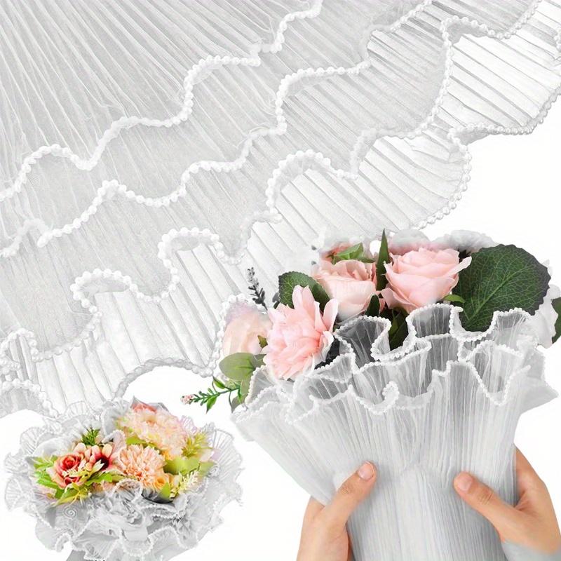 28cmx450cm Flower Wrapping Paper Pearl Wave Yarn Flower Packaging Lace Mesh Florist Handmade Bouquet Gift Packaging Supply Decor