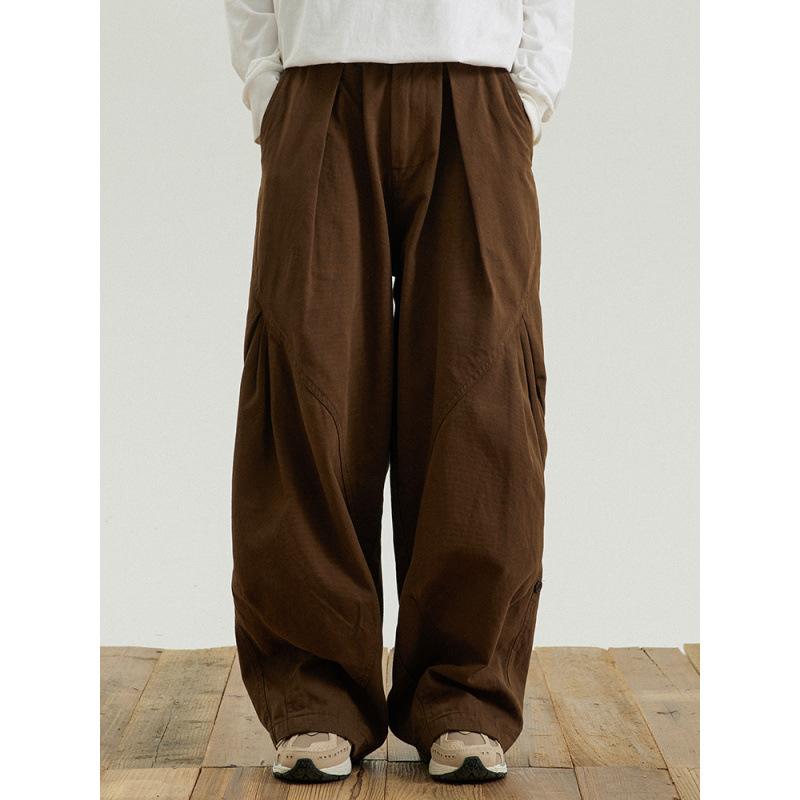 Retro Elastic Waist Tooling Trousers for Men and Women, Spring and Autumn American Trendy Brand Casual Loose Wide-leg Trousers for Men