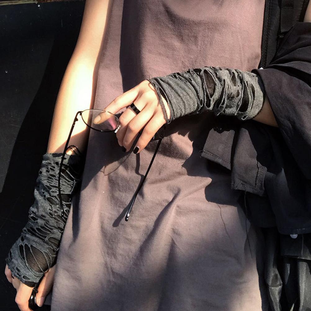 Luvas Sem Dedos Steampunk de Halloween para Homens e Mulheres Aquecedores de Braço Góticos Luvas Rasgadas para Cosplay Fantasia