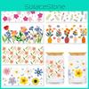 Plant And Flower Pattern Water Cup Transfer Decorative Sticker For Gifts