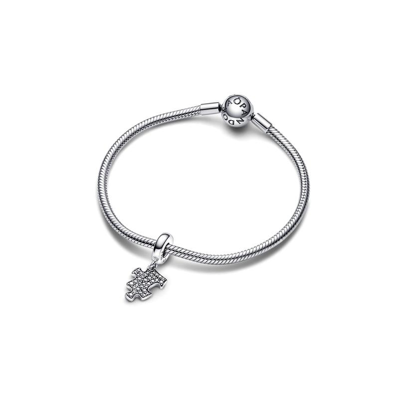 Pandora MOMENTS Fashion Trend Versatile Sparkling Puzzle Charm Women's Silver 792241C01