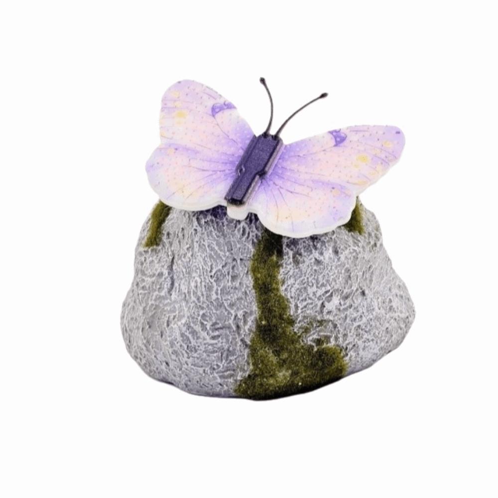 Waterproof Solar Butterfly Stone Lamp ABS LED Lawn Light Solar Powered Light  Outdoor Garden Decor фиолетовый