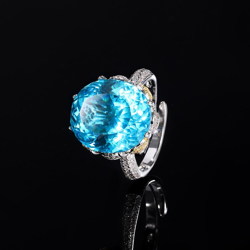 Jewelry Simulation Bird'S Nest Aquamarine Orange Light Luxury Egg Shape Set Main Stone 14 * 16