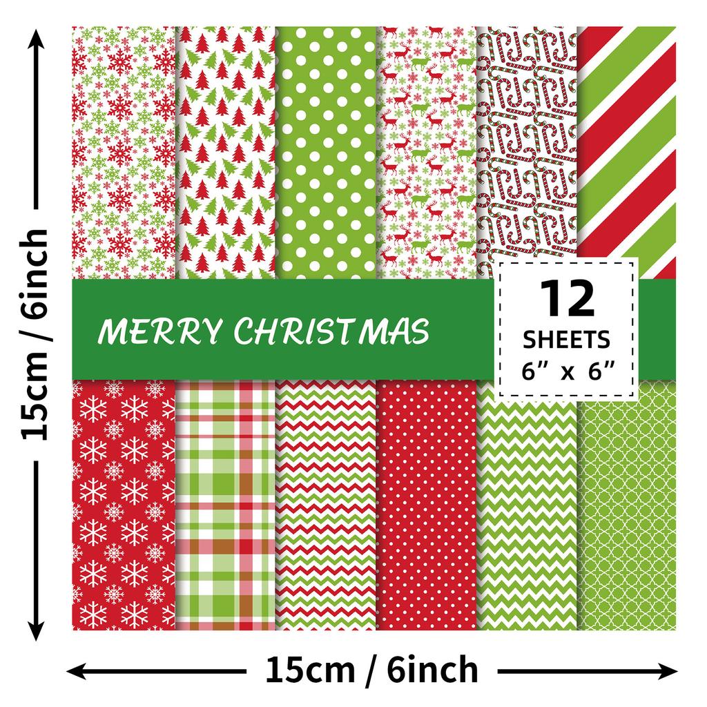 DIY Hot Sale 12 Sheets/package Handbook Material Package Color Christmas Material Paper Scrapbook Card Making Background Paper