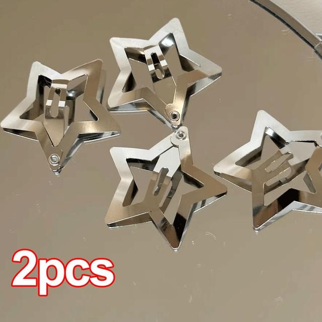 

2/4/10/20/40/50/100 шт., серебряные заколки для волос со звездами для девочек, филигранные металлические заколки со звездами, заколки для волос, заколки 10pcs