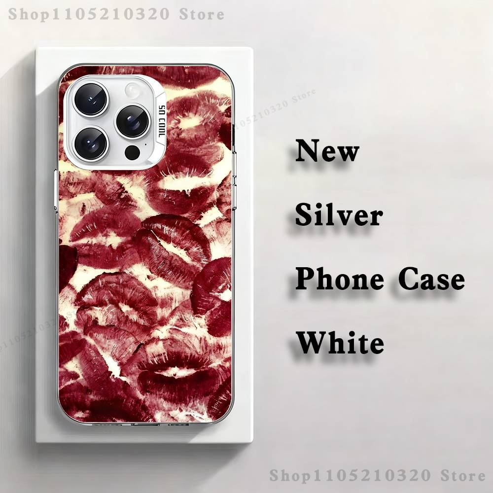 Valentines Wine Red Lip Print Phone Case For iPhone 17,16,15,14,13,12,11,Pro,XS,Max,Plus,Mini,SE4,E white Matte Shockproof Cover