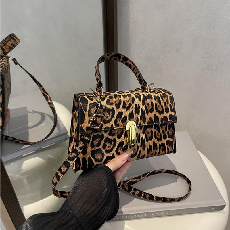 Vintage Leopard Printing Shoulder Bags Small PU Leather Crossbody Bags For Women Brand Handbags KTB 20x7x13cm