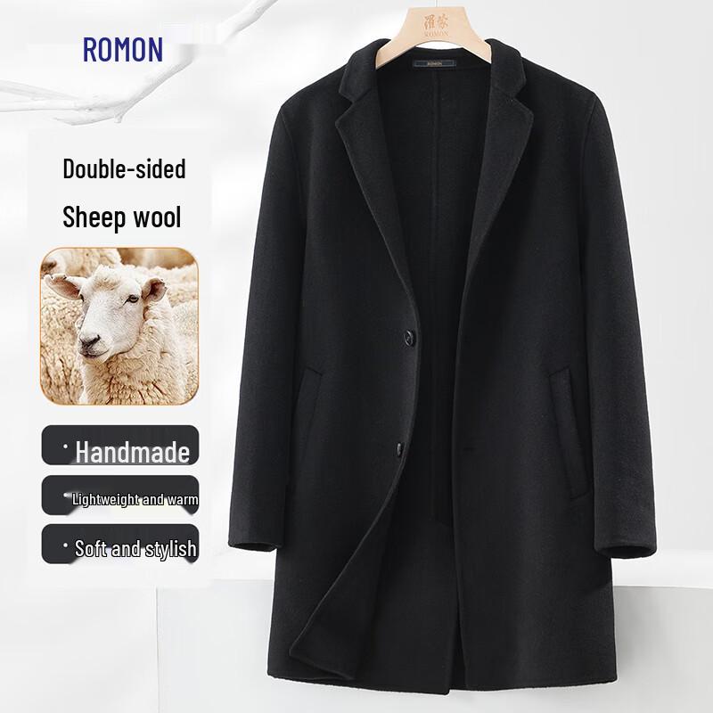 Luomeng Men's Business Casual Wool Blend Overcoat