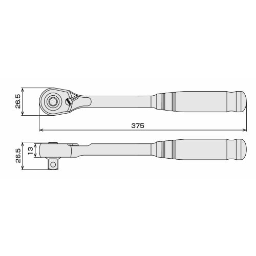 Tone RH3HWL Long Ratchet Handle (Hollow, Hold Type), 9.5mm (3/8") Drive