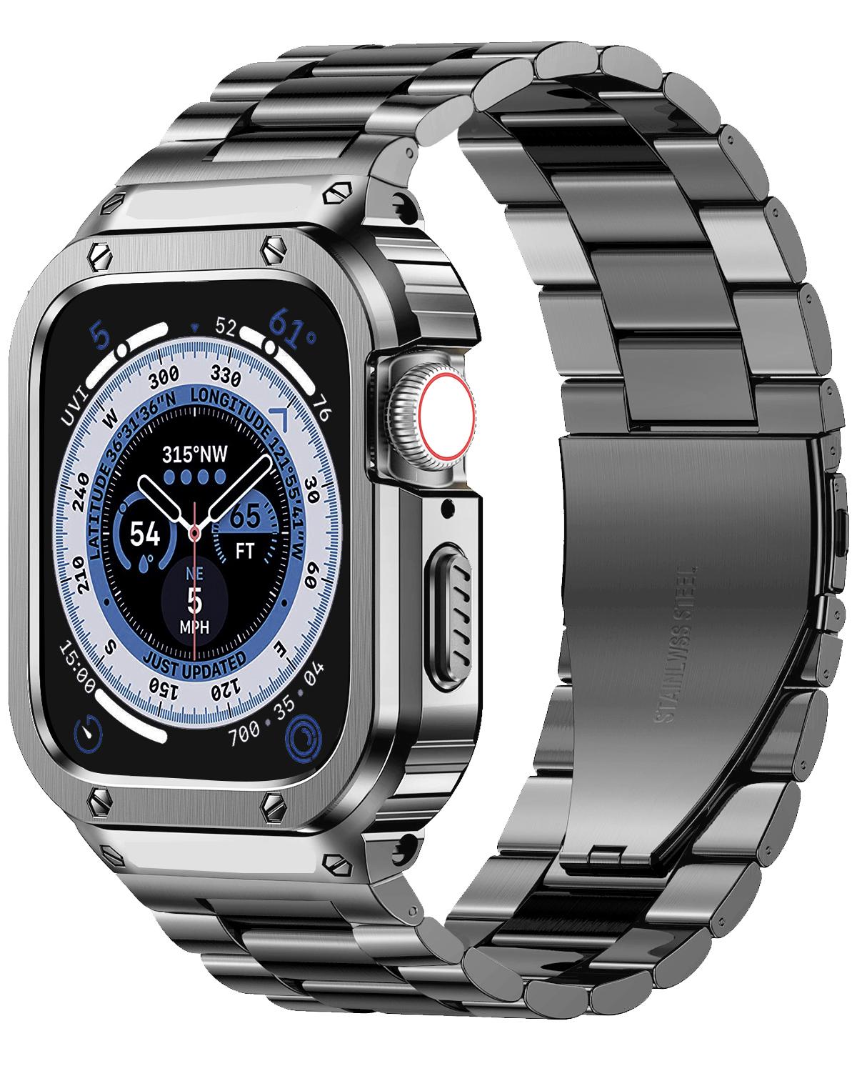 

Ремінець із нержавіючої сталі + чохол для Apple Watch Ultra Band 49 мм 45 мм 44 мм Бампер рамка кришка Аксесуари iwatch series 7 4 5 SE 6 8 For 49mm