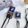 For Samsung Galaxy Z Flip7 FE 5G/Z Flip6 5G Small Flowers Pattern PU Leather Coated PC Phone Cover with Crossbody Strap