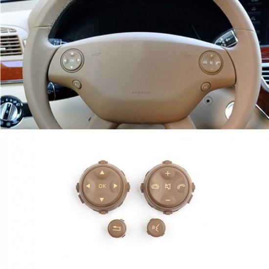 4pcs Beige Steering Wheel Switch Button Trim For Mercedes Benz S W221 CL W216