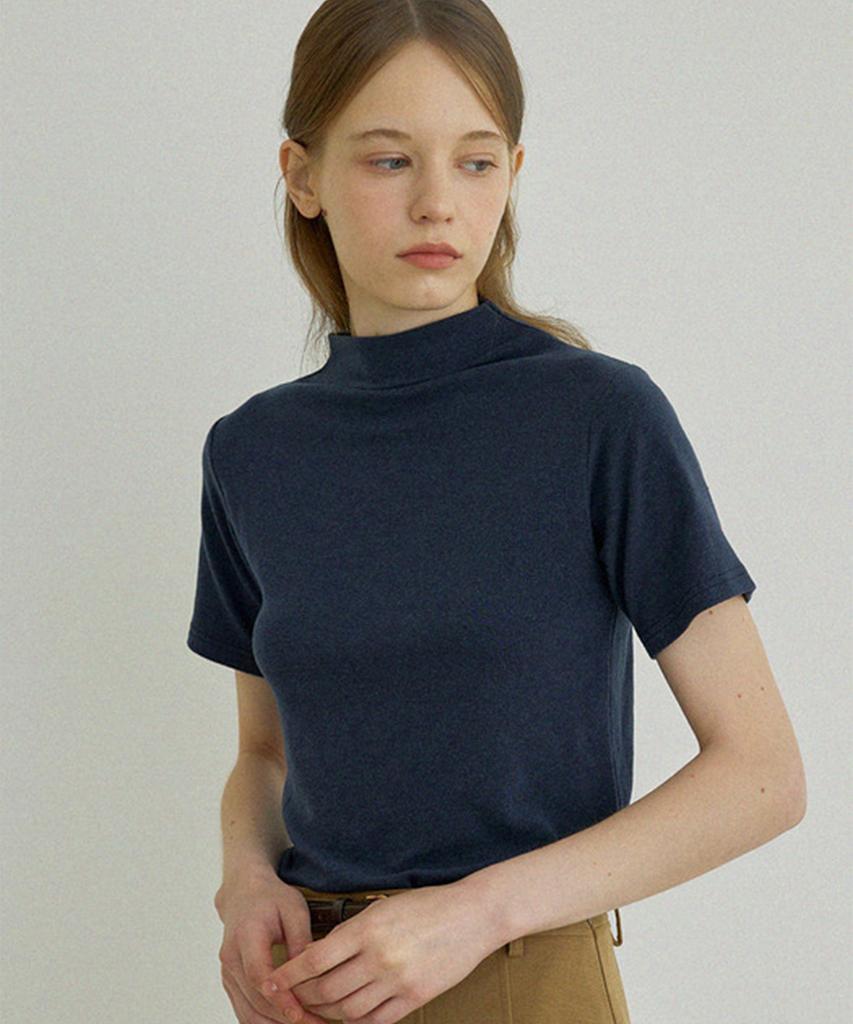 Aejeuipeu Essential Wool Half-Neck T-Shirt (Blue)