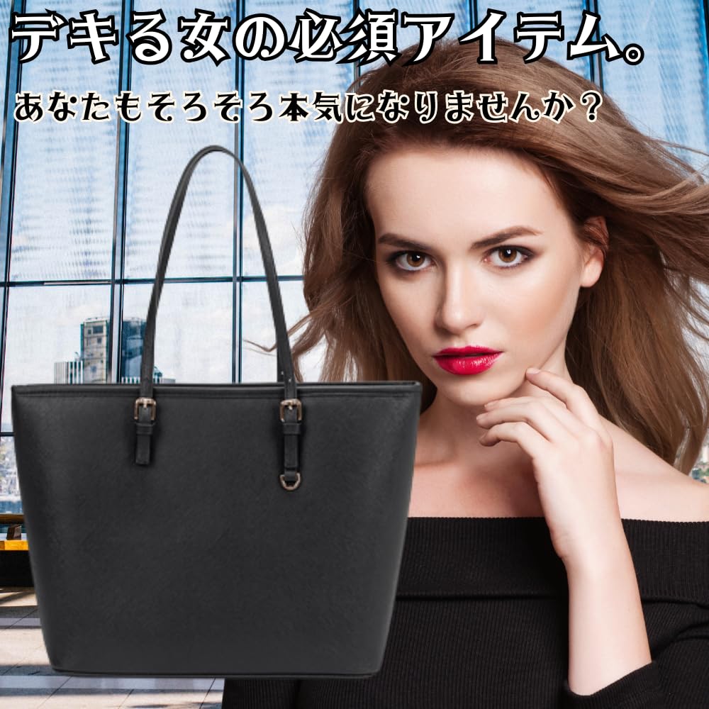 ORIJIRI Damen-Tragetasche, Stilvolle Pendlertasche, Beliebte Businesstasche, A4-Format, Tasche für die Jobsuche, Großes Fassungsvermögen, 2-Wege (Schwarz)