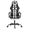 Gaming Chair with Footrest Swivel Black & White PU Leather