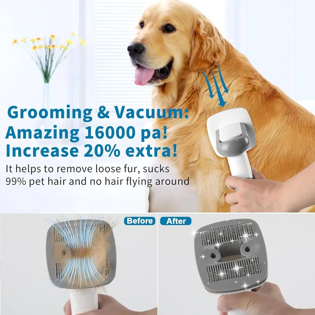 Dog Grooming Kit Vacuum 99% Hair with Cleaning Tool in 1 with Dust Cup 4 Combs Hair Vacuum for Dogs Cats Low Noise Home Clean