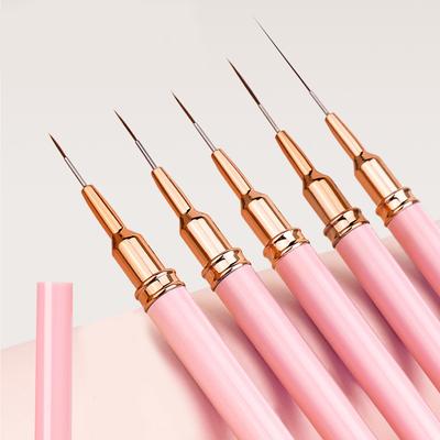 Set di 5 Pennelli Liner per Nail Art, Penna Disegno Linea Striscia Francese Fiore per Manicure Acrilico & Smalto Gel