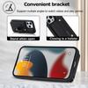 For iPhone 16 Pro Max Case Kickstand Card Slots Leather Coated TPU Cover with Shoulder Strap