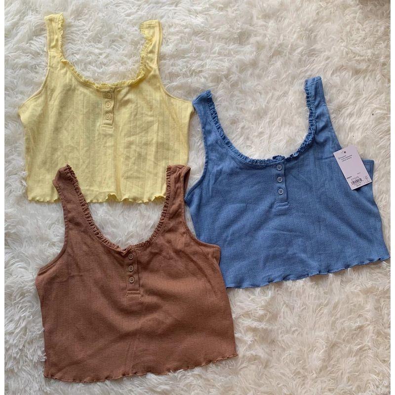 

BM Style Lace Milk Button Short Vest @ Export Single Goose yellow (no refunds, retake XXL