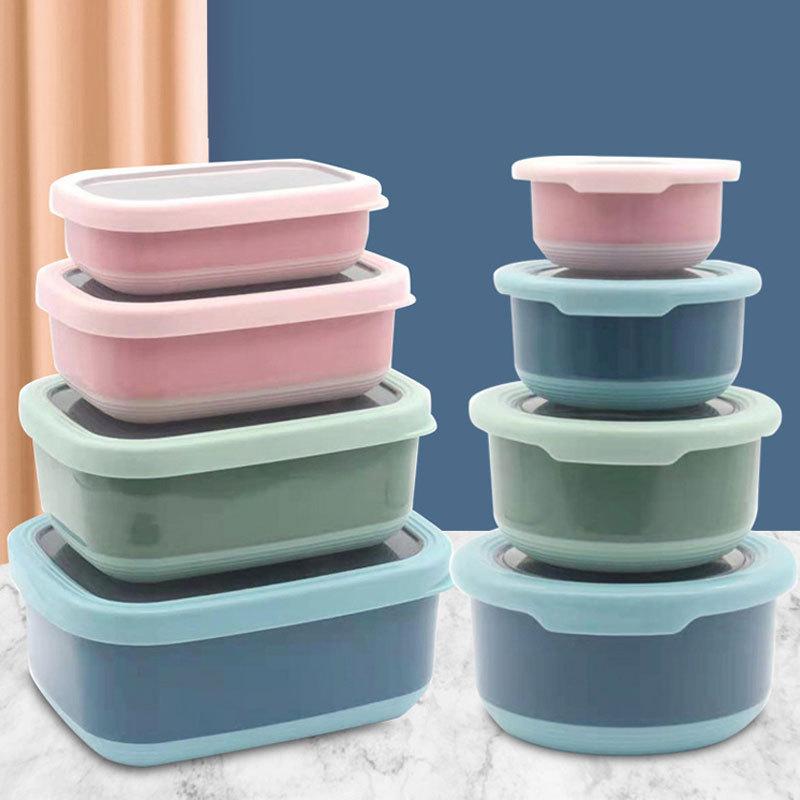 Stainless Steel Insulated Lunch Box with Lid Kitchen Food Sealed BoxHousehold Refrigerator Insulated Bowl
