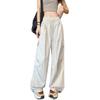 Women's Petite Apricot Cargo Pants - High Waist, Loose Fit, Wide Leg for Spring & Autumn