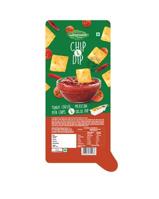 Pittige kaaschips met Salsa saus (80 gram), Pittige Kaas Pita Chips met Mexicaanse Salsa Dip, Wingreens Farms