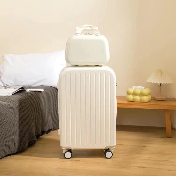 20-Inch Lightweight Women's Leather Carry-On with Silent Wheels and Multi-Functional Design