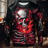 Men's T-Shirt Terror Skull 3D Print Long Sleeve Halloween Dress Up Street Hip Hop Y2k Clothes Fashion Fall Long Sleeve Tops Tees