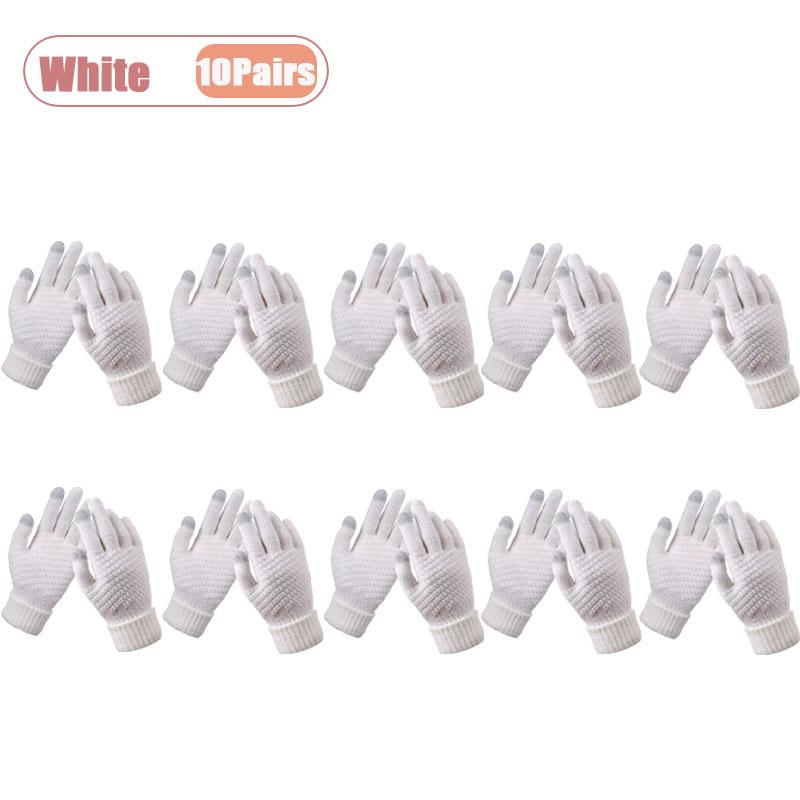 1-20Pairs Touchscreen Winter Gloves with Pineapple Design Fleece Lined Thick Warm Gloves for Students Cycling and Cold Weather