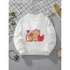 European sizes Kids' Crewneck Sweatshirt - Cute Bear Heart Clock Bottle , Sportswear And Casual Wear, Soft And Comfortable, Children's Clothing