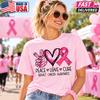 Peace Love Cure Breast Cancer Awareness T-Shirt Pink Ribbon Support Gift
