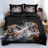 3D Tiger Duvet Cover Soft Comforter Cover Animal Bedding Set Tiger Pattern Quilt Cover For Bedroom Decor 2/3Pcs King Queen Size