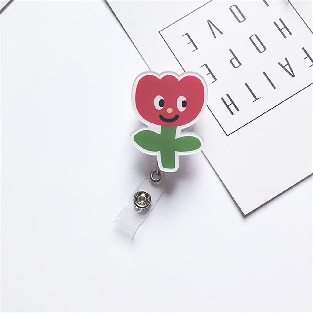 JESJELIU Flower Retractable Nurse Chest Badge Reel Clip Holder Students Doctor Work ID Card Holder Keychain Gifts Accessories
