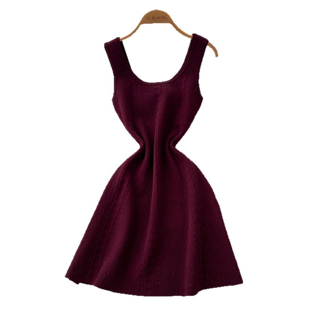 French light luxury pink sleeveless A-shaped dress women's summer high waist and thin versatile temperament commuter dress