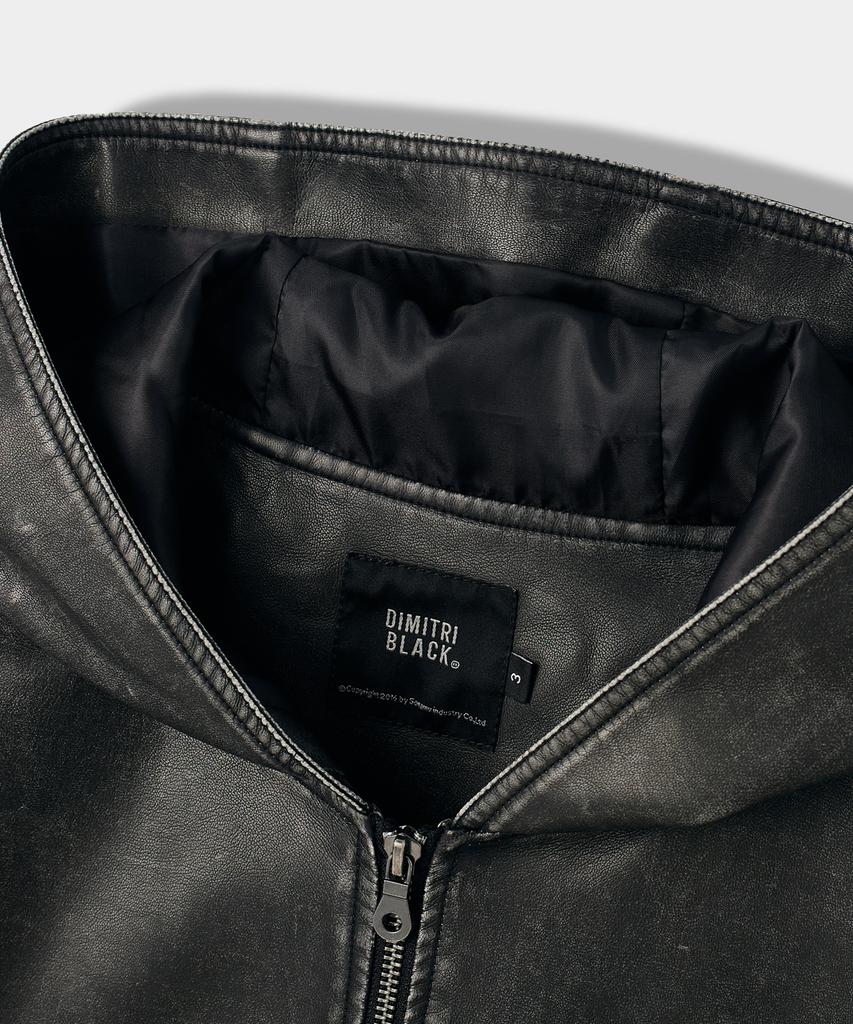 Dimitri Black 2Way Vtg Washed Pu Zip-Up Hoodie_Black
