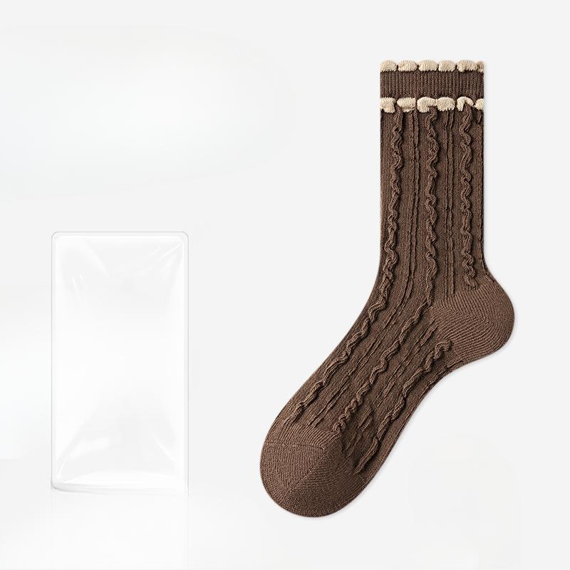 

Женские осенние хлопковые удобные кружевные дышащие дезодорирующие влагоотводящие носки с пяткой 1 pair