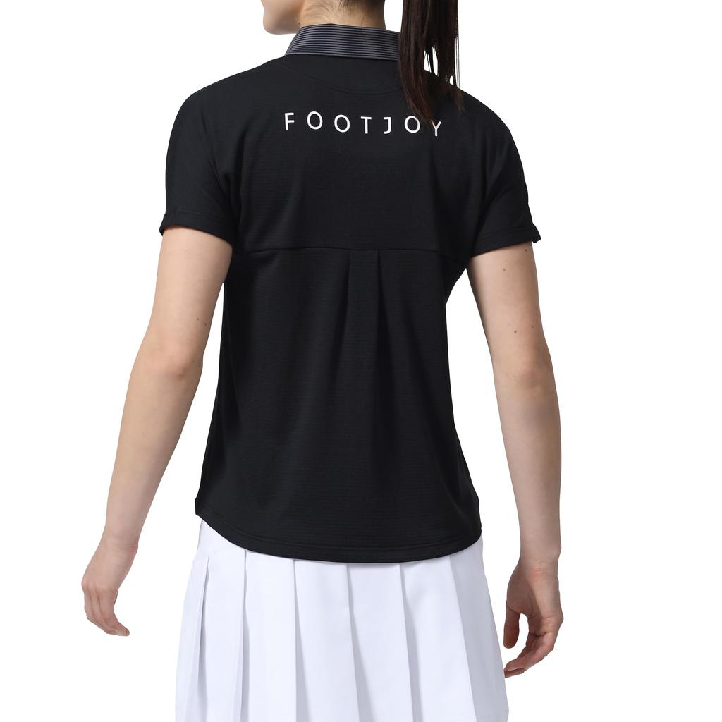 FootJoy DRY THROUGHLIGHT Short Sleeve French Sleeve Polo Shirt, Black, Women's, Size Small, FJW-S24-S02, 81920-S