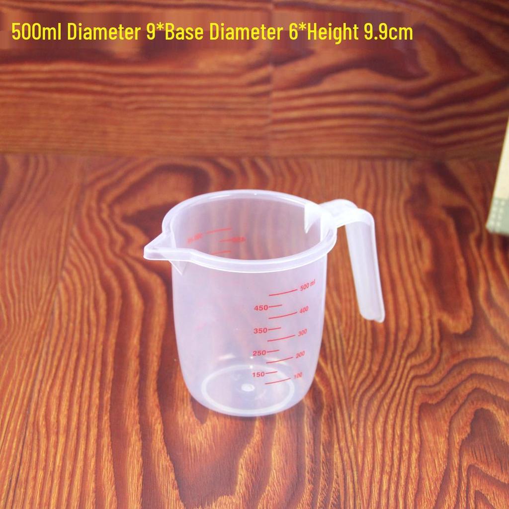Transparent Double-Scale Plastic Measuring Cup with Handle for Baking and Milk Tea Shops